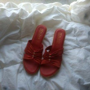 Italian Shoemakers Red Wedge Sandals 8.5 Women's